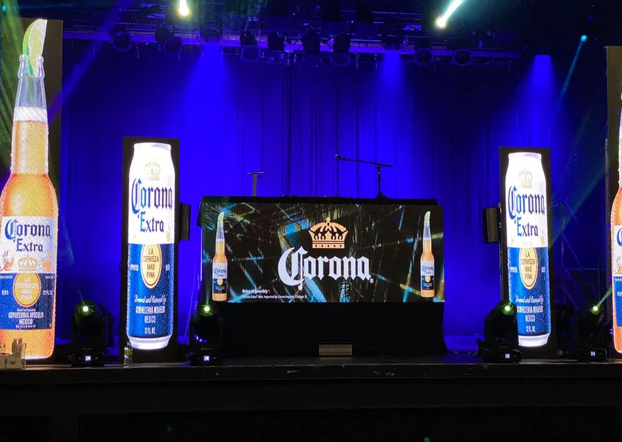 Branded video display on an event stage